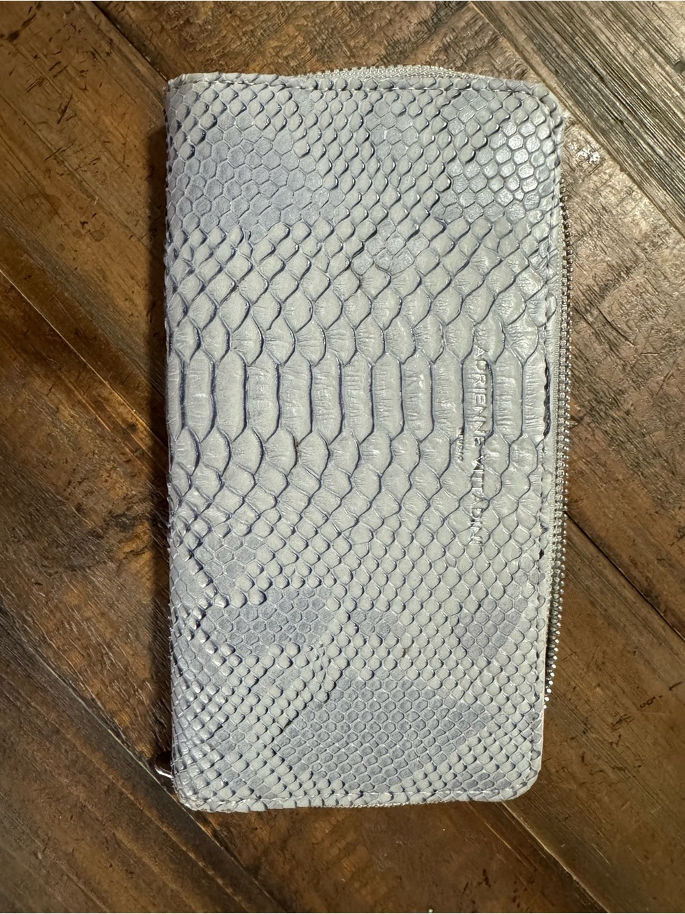 Adrienne Vittadini Lavender Snake-Embossed Zip Wallet
